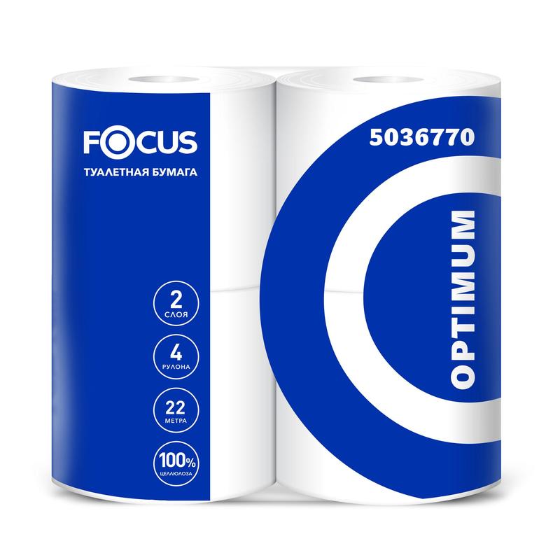 Туалетная бумага двухслойная Focus Optimum, 21.6 м, 4 рул/уп 2