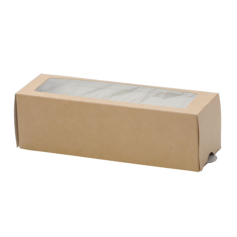 Коробка картонная для макарони Eco MB 12 с окошком, 180х110х55 мм, крафт