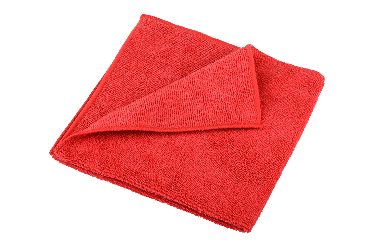Салфетка из микрофибры 30х30 см универсальная, красная (50 шт/уп)